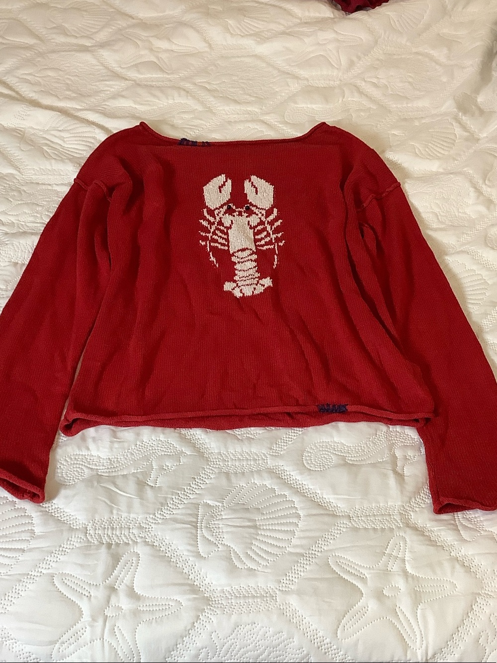 Lobster wild fable Red Knit Long-Sleeve beachy costal sweater